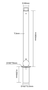 Medidas Bolardo Cerradura Interna
